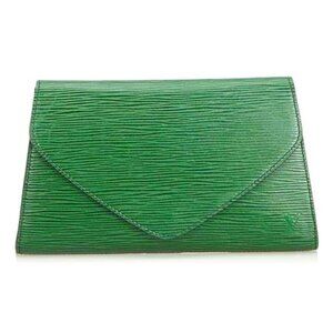 Authentic Louis Vuitton Epi Arts Deco Clutch Bag Green LARGE